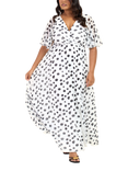 FASHION SZN Curve Polka Dot Maxi Dress, White/Multi