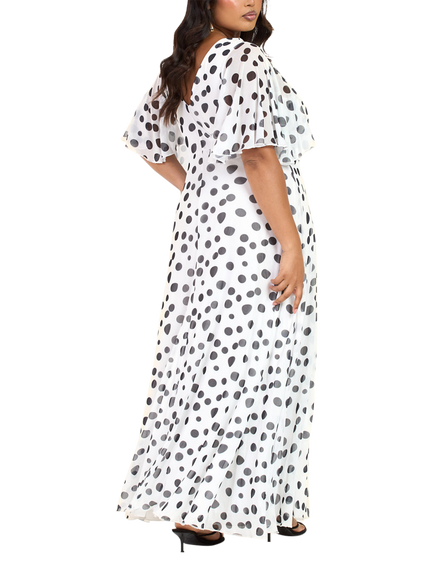 FASHION SZN Curve Polka Dot Maxi Dress, White/Multi - view 2, White/Multi