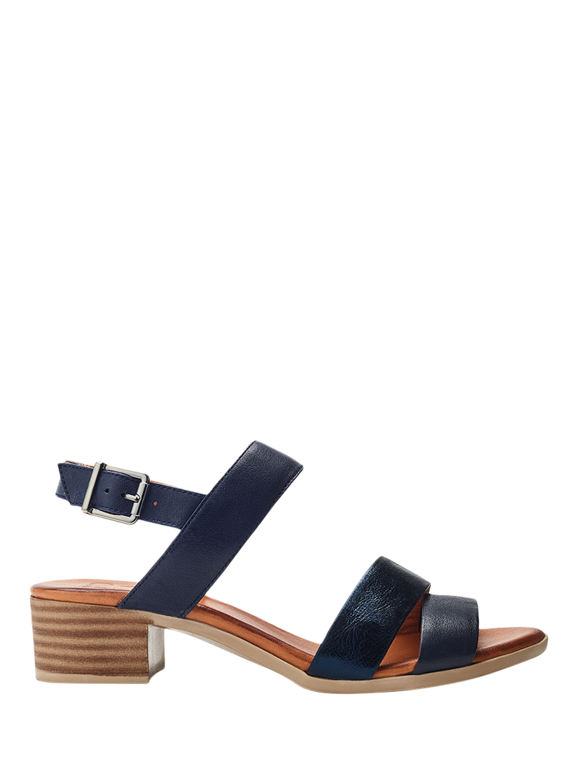 Product image 1 of 4, which shows Moda in Pelle Kala Leather Block Heel Strappy Sandals, Navy, 3