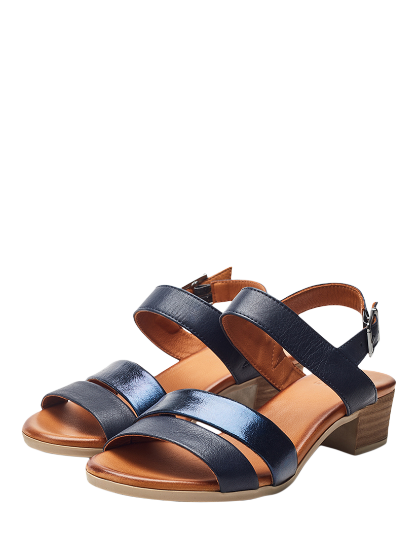 Product image 2 of 4, which shows Moda in Pelle Kala Leather Block Heel Strappy Sandals, Navy, 3