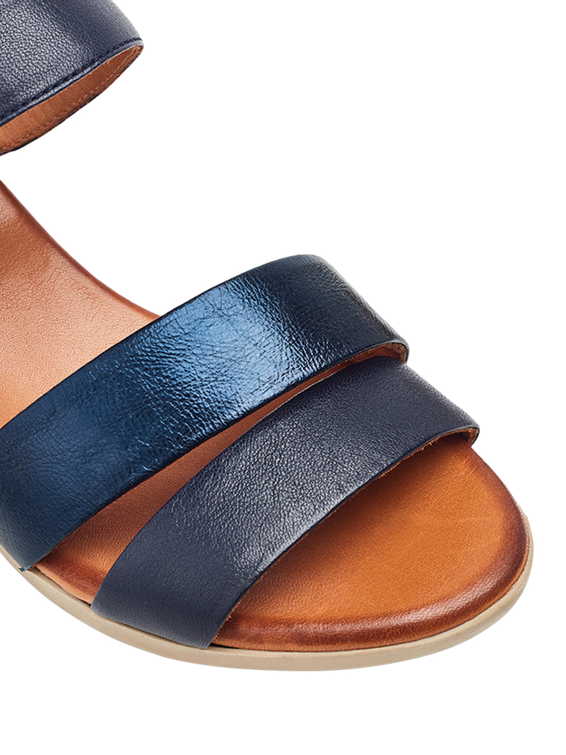 Product image 4 of 4, which shows Moda in Pelle Kala Leather Block Heel Strappy Sandals, Navy, 3