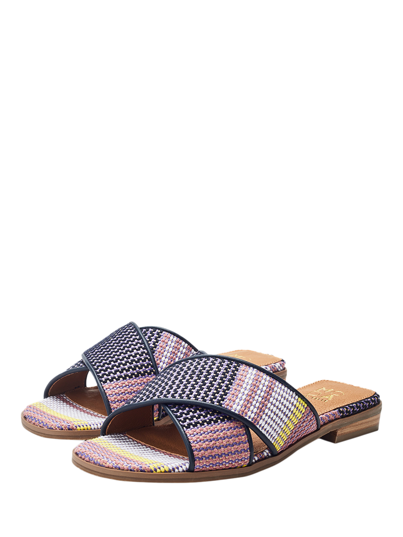 Product image 2 of 4, which shows Moda in Pelle Naela Textile Slider Sandals, Navy, 3