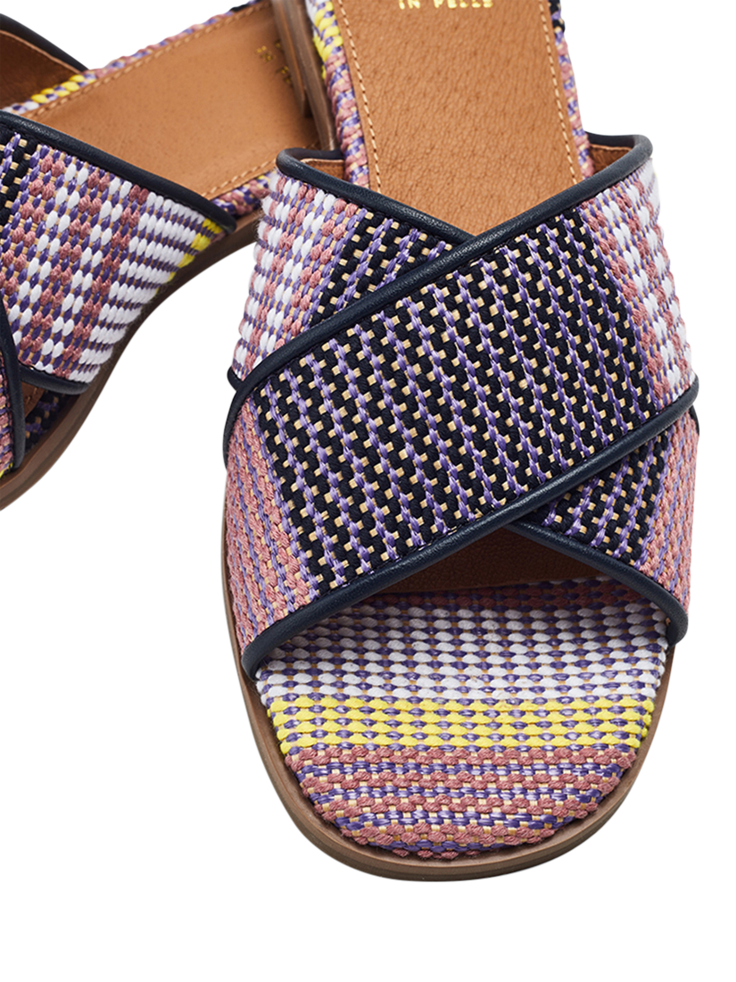 Product image 4 of 4, which shows Moda in Pelle Naela Textile Slider Sandals, Navy, 3