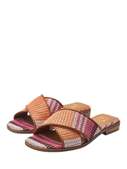 Moda in Pelle Naela Textile Slider Sandals - view 2, Orange