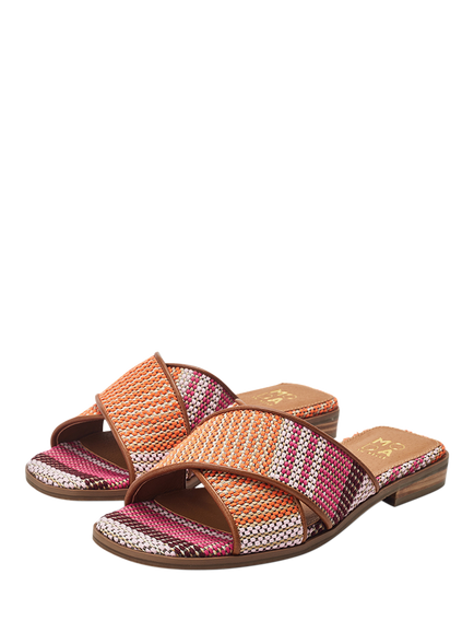 Moda in Pelle Naela Textile Slider Sandals - view 2, Orange