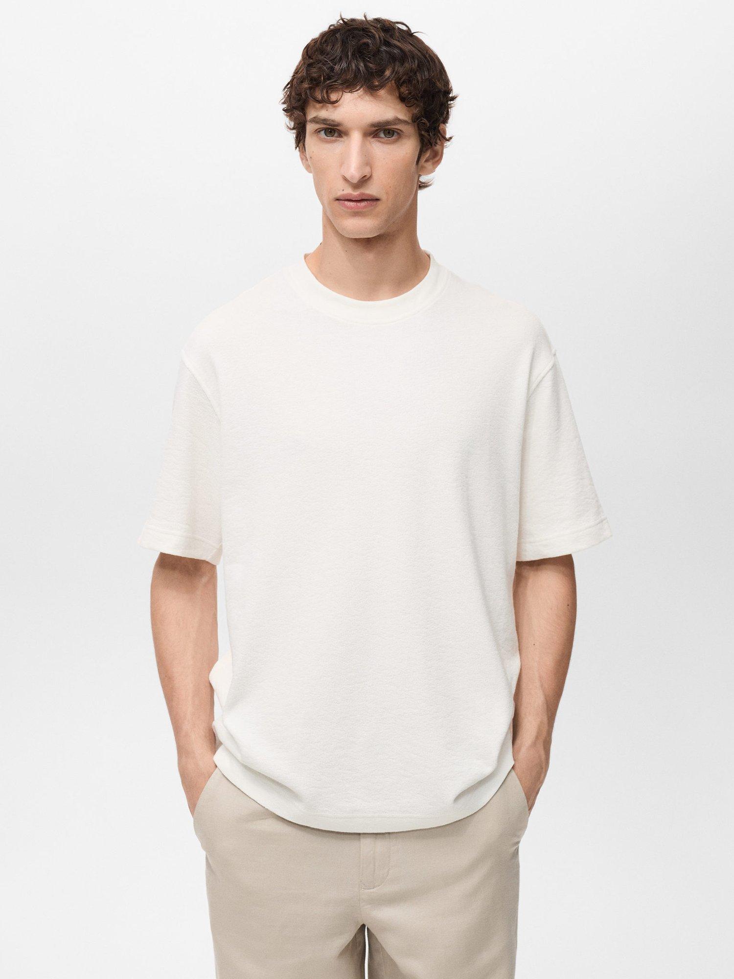 Product image 1 of 8, which shows Mango Roland Cotton T-Shirt, Cream, S