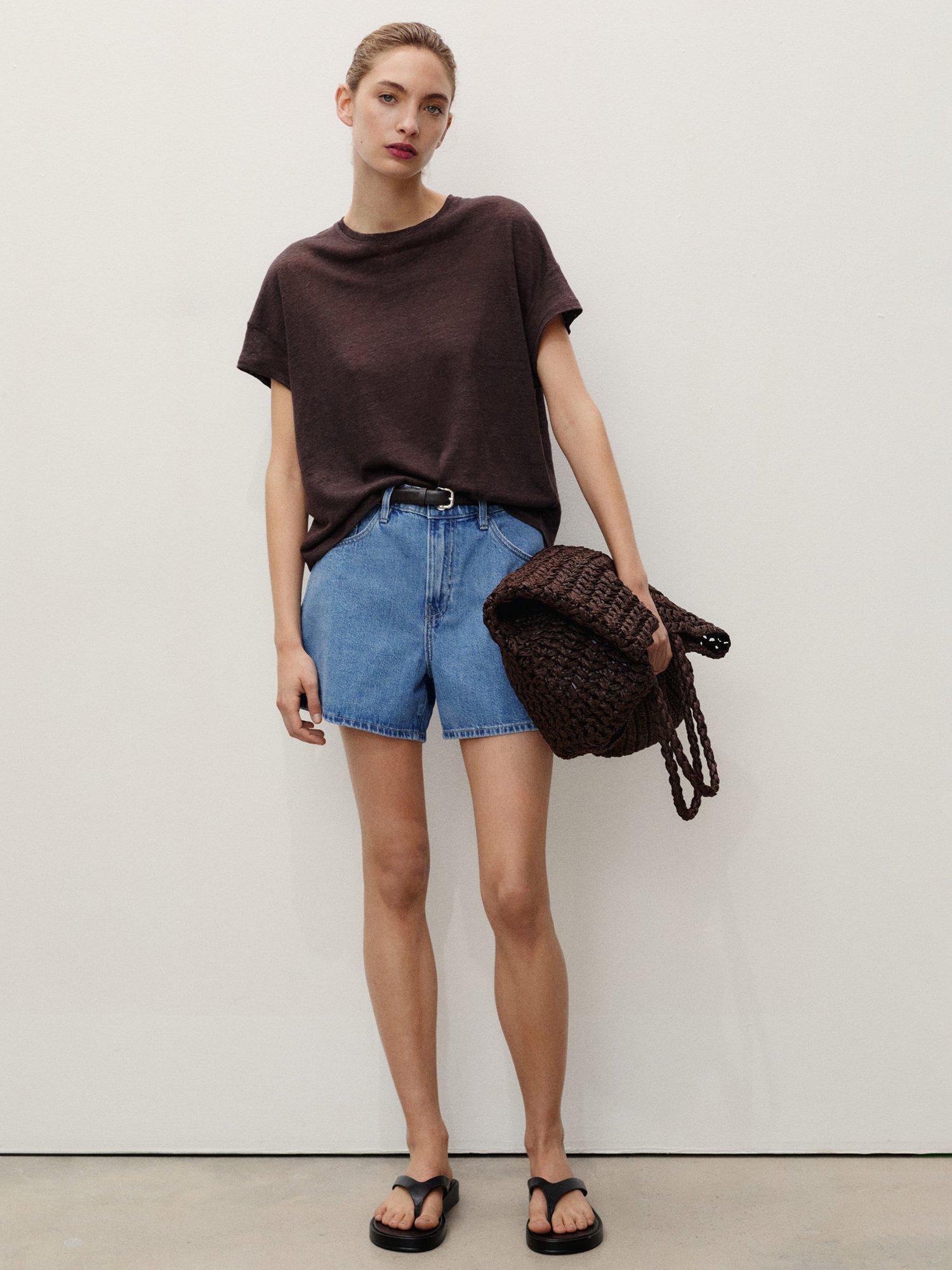 Product image 2 of 9, which shows Mango Zoey High Rise Denim Shorts, Open Blue, 10