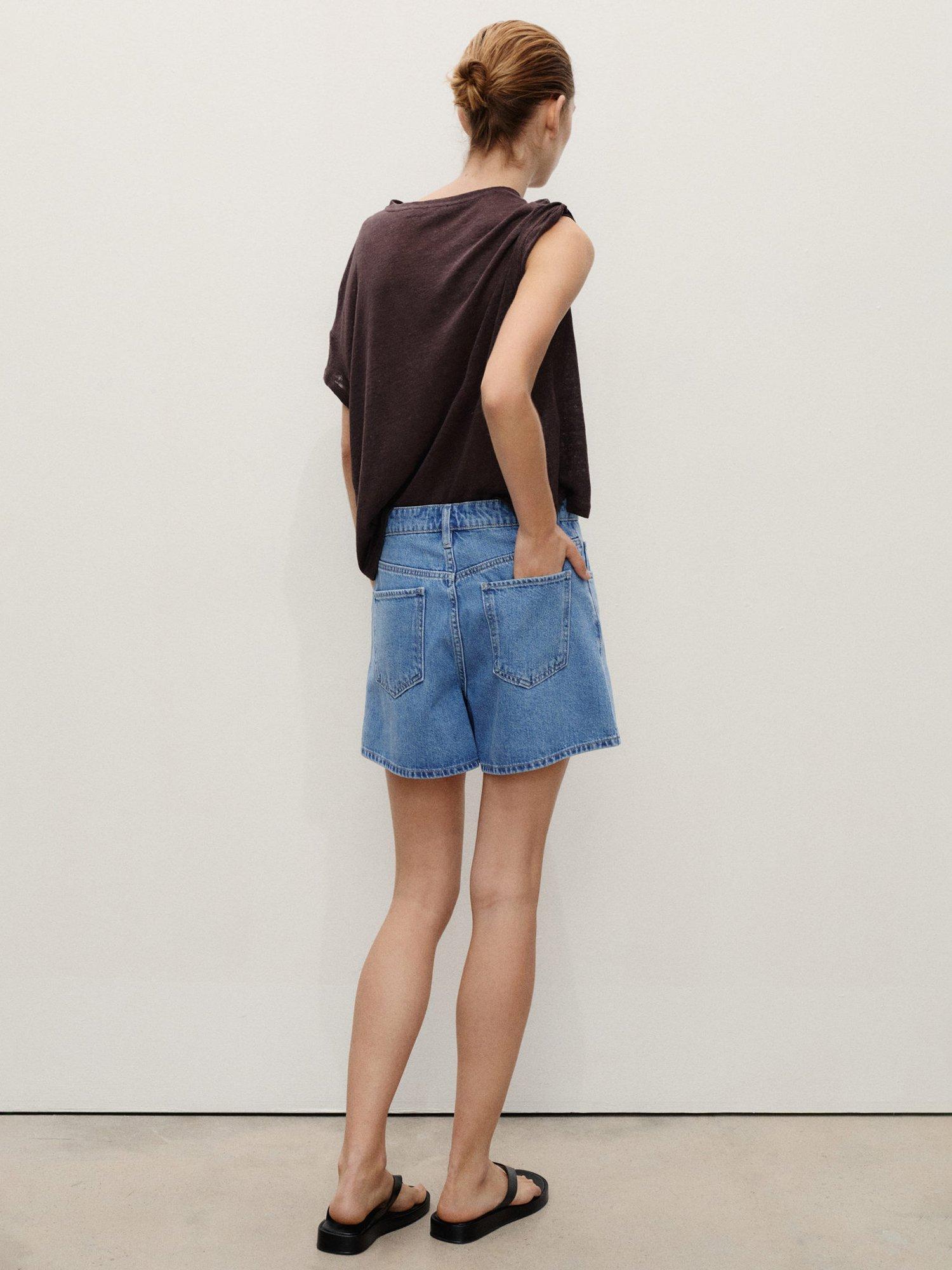 Product image 4 of 9, which shows Mango Zoey High Rise Denim Shorts, Open Blue, 10