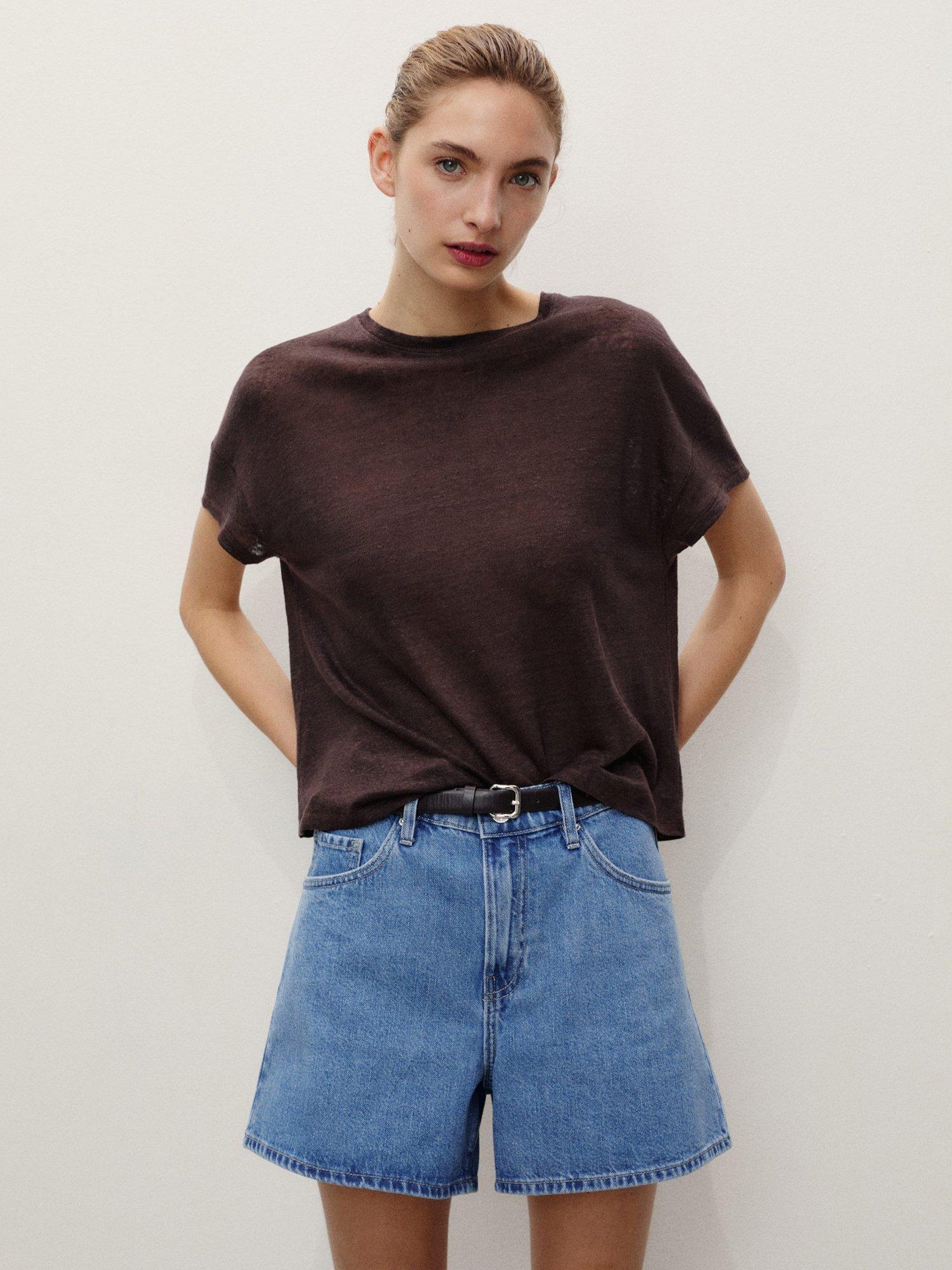Product image 6 of 9, which shows Mango Zoey High Rise Denim Shorts, Open Blue, 10