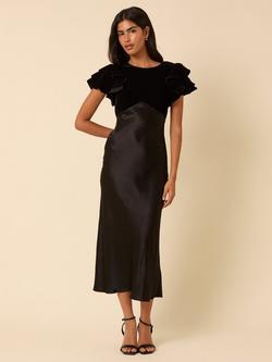 Nobody's Child Lola Velvet Mix Midi Dress, Black, Black