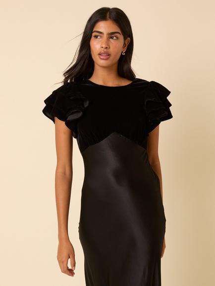 Nobody's Child Lola Velvet Mix Midi Dress, Black - view 2, Black