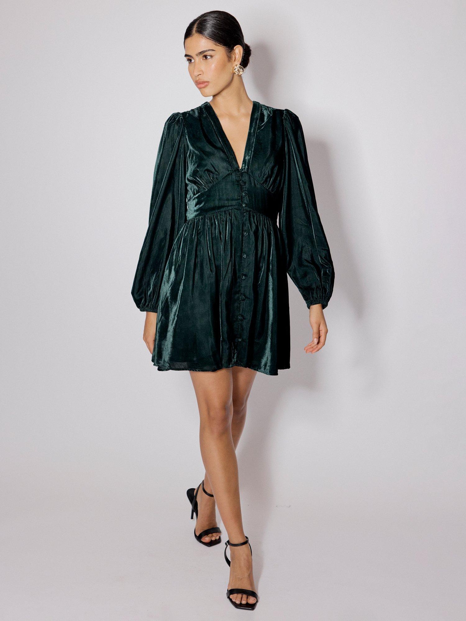 Nobody's Child Starlight Velvet Mini Dress, Green