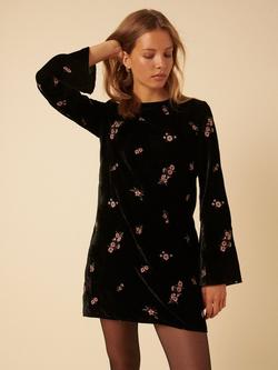 Nobody's Child Sutton Embroidered Floral Corduroy Mini Dress, Black/Multi - view 2, Black/Multi