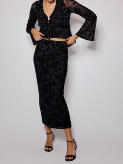 Nobody's Child Devore Maxi Skirt, Black - view 2, Black