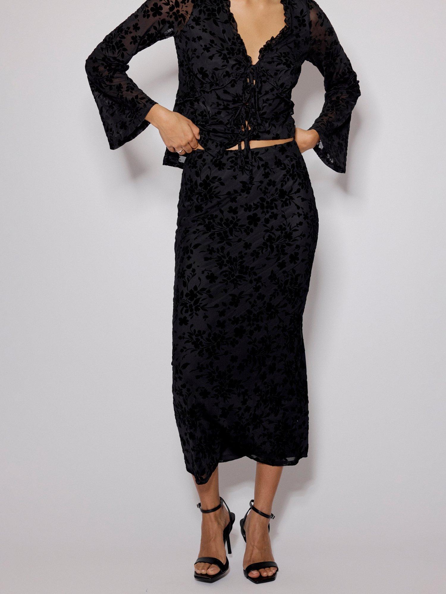 Product image 3 of 5, which shows Nobody's Child Devore Maxi Skirt, Black, 8