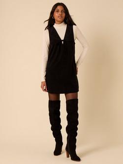 Nobody's Child Nila V-Neck Cord Pinafore Dress, Black, Black