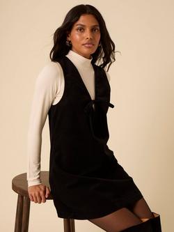 Nobody's Child Nila V-Neck Cord Pinafore Dress, Black - view 2, Black