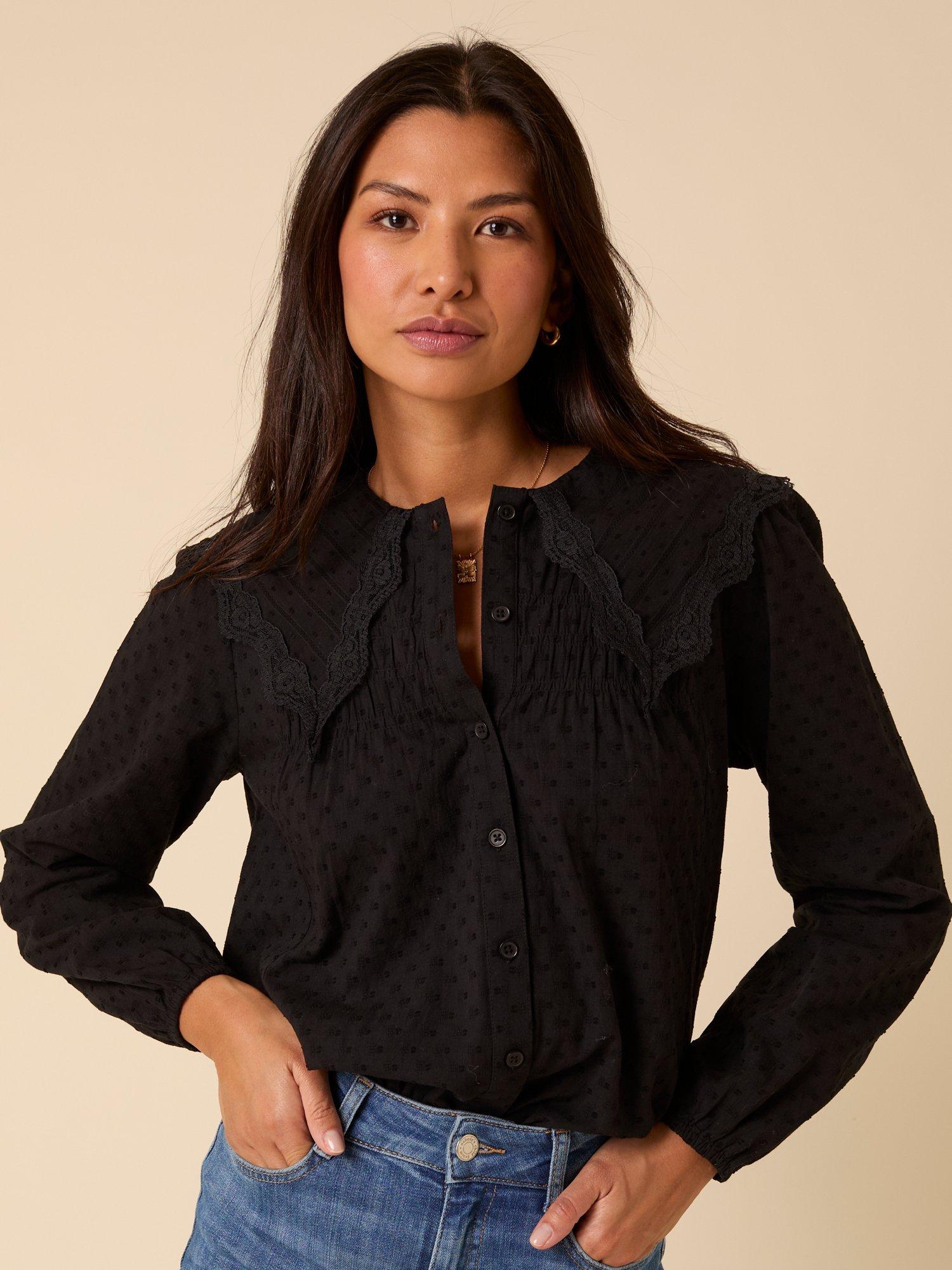 Product image 3 of 5, which shows Nobody's Child Augusta Oversized Collar Shirt, Black, 6