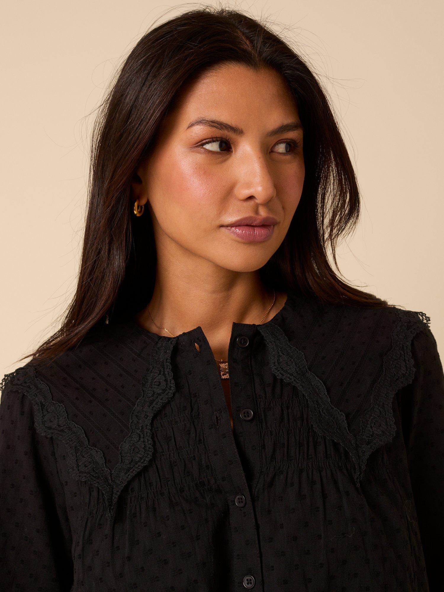 Product image 4 of 5, which shows Nobody's Child Augusta Oversized Collar Shirt, Black, 6