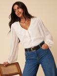 Nobody's Child Lysander Frill Collar Embroidered Blouse, White