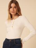 Nobody's Child Ribbed Henley Long Sleeve Top, Ivory