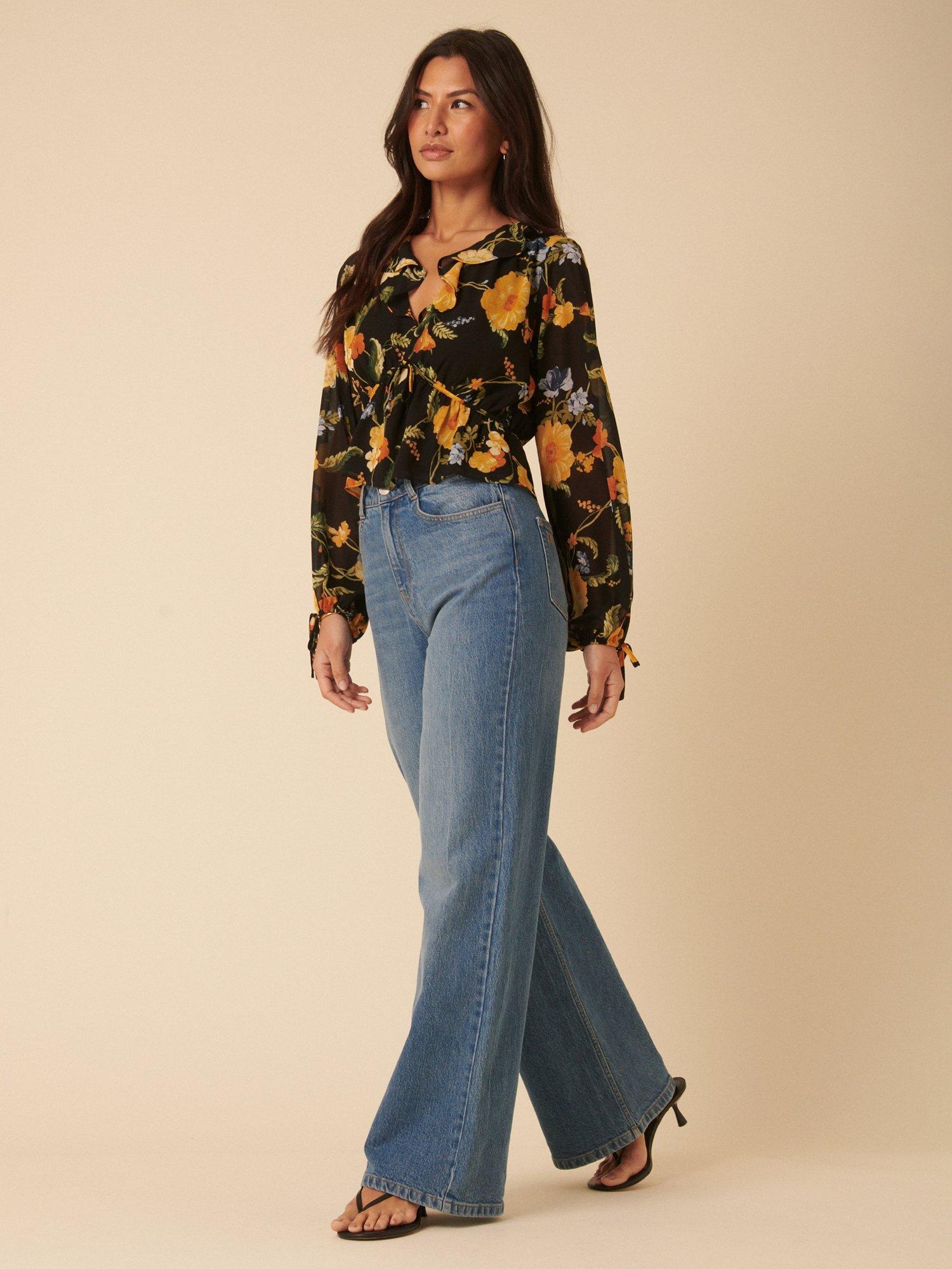 Product image 1 of 5, which shows Nobody's Child Kamala Ruffle Floral Top, Multi, 6