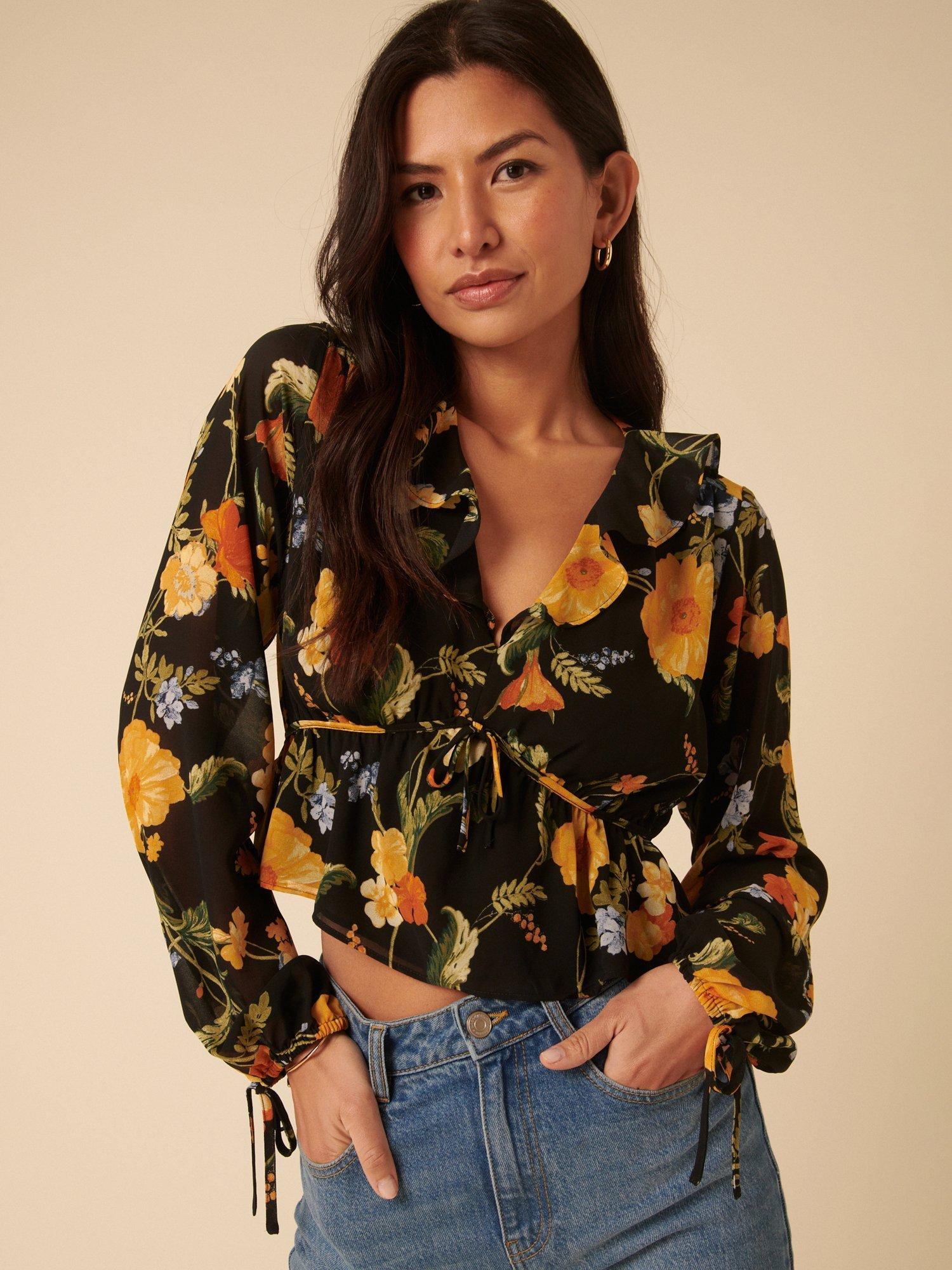 Product image 3 of 5, which shows Nobody's Child Kamala Ruffle Floral Top, Multi, 6