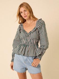 Nobody's Child Taggie Gingham Top, Green/Pink, Green/Pink