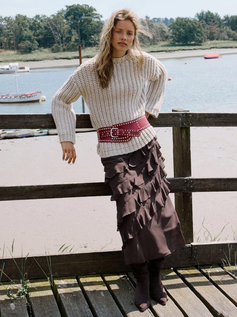 Product image 5 of 5, which shows Nobody's Child Arden Ruffle Maxi Skirt, Brown, 6