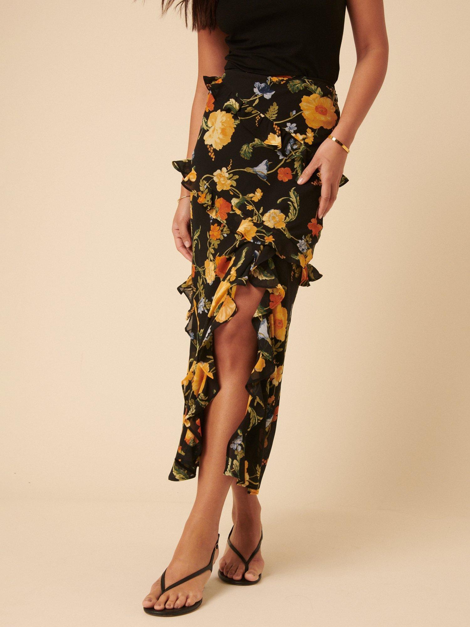 Product image 2 of 5, which shows Nobody's Child Kamala Ruffle Floral Skirt, Multi, 6