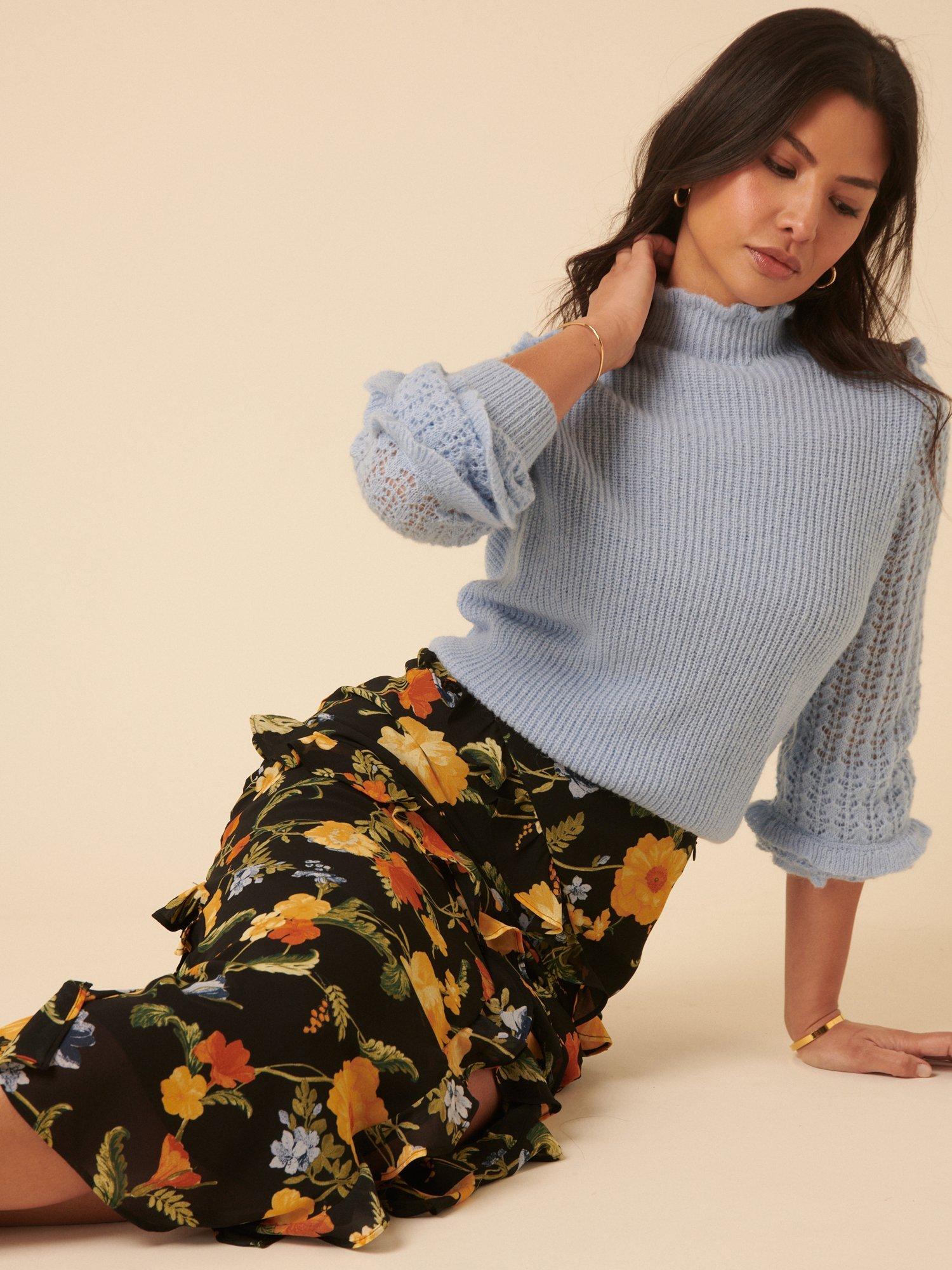 Product image 3 of 5, which shows Nobody's Child Kamala Ruffle Floral Skirt, Multi, 6