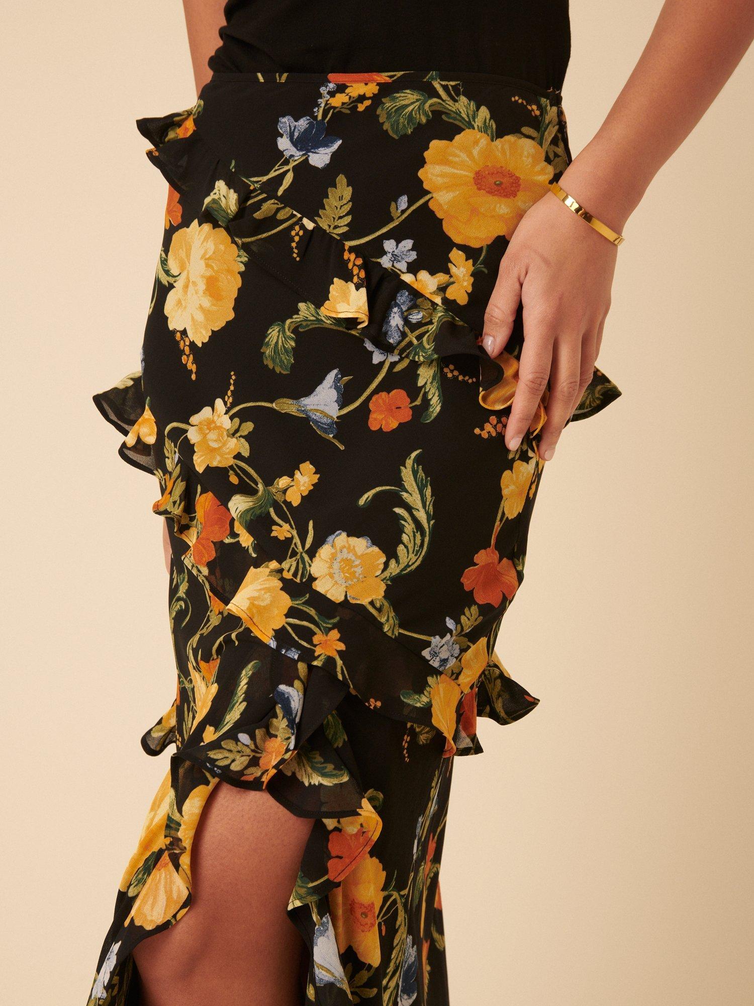 Product image 4 of 5, which shows Nobody's Child Kamala Ruffle Floral Skirt, Multi, 6