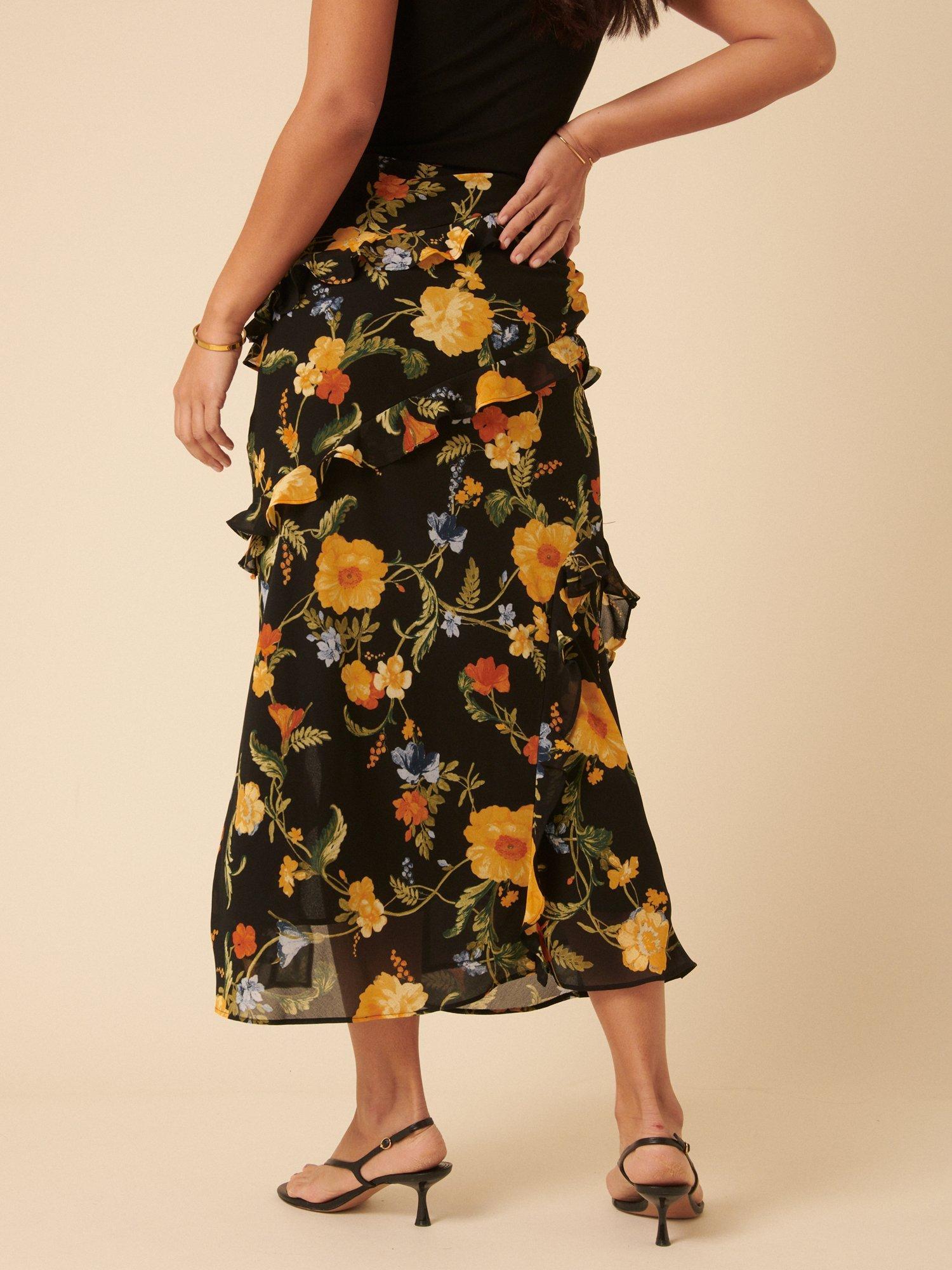 Product image 5 of 5, which shows Nobody's Child Kamala Ruffle Floral Skirt, Multi, 6