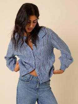Nobody's Child Pointelle Chunky Knit Cardigan, Blue, Blue
