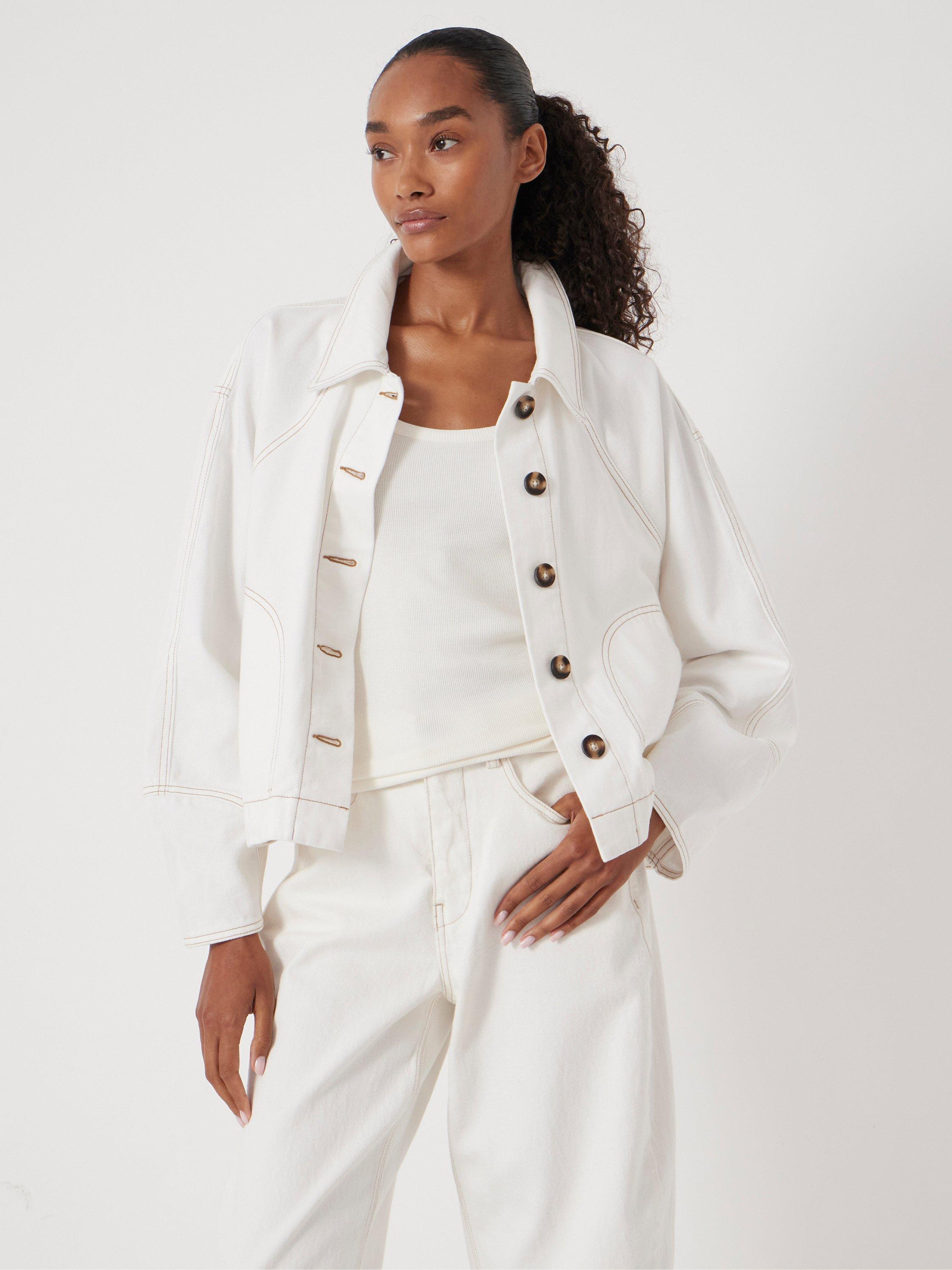 Product image 1 of 7, which shows HUSH Barrel Sleeve Swing Jacket, White, M-L
