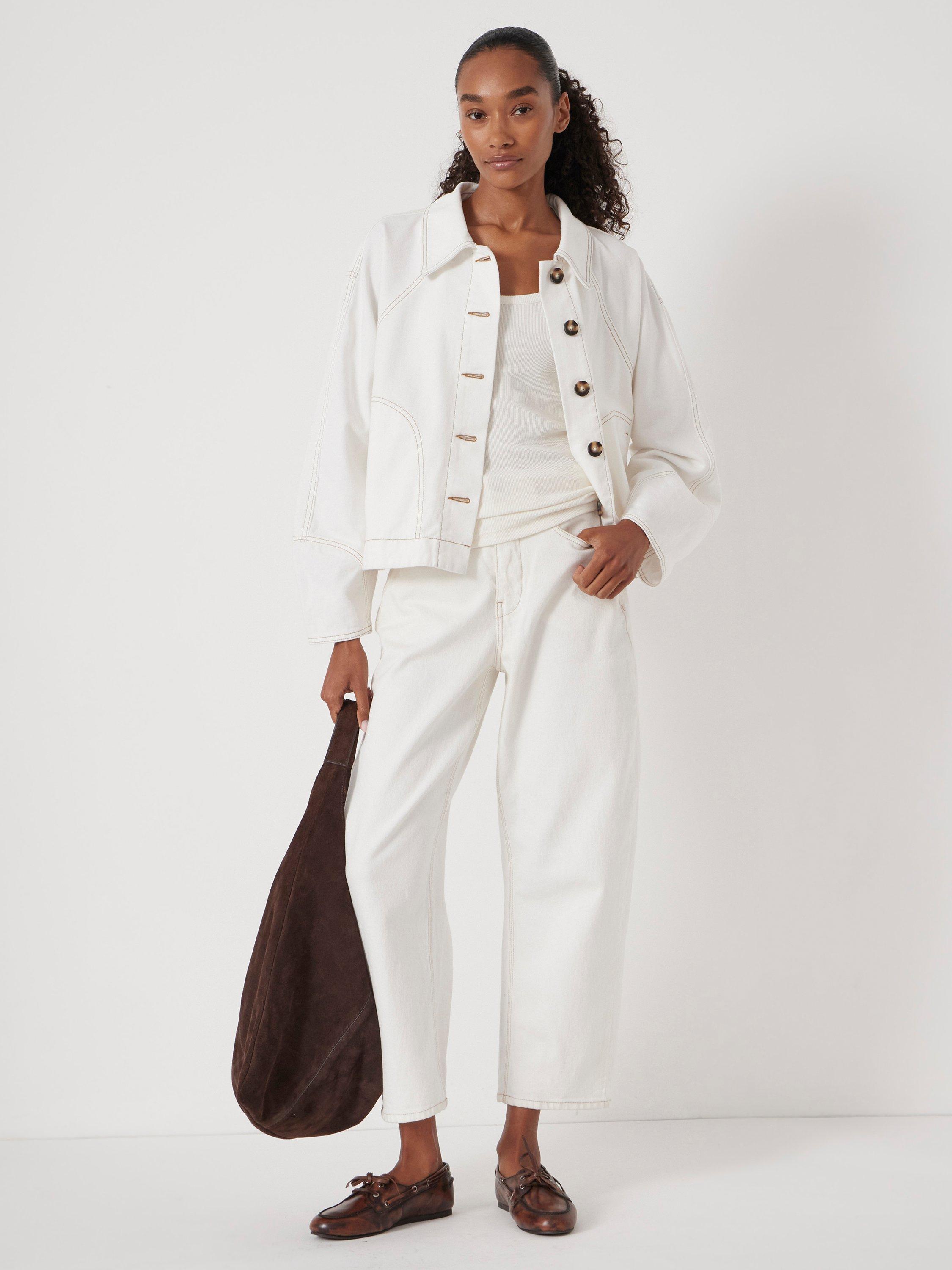 Product image 2 of 7, which shows HUSH Barrel Sleeve Swing Jacket, White, M-L