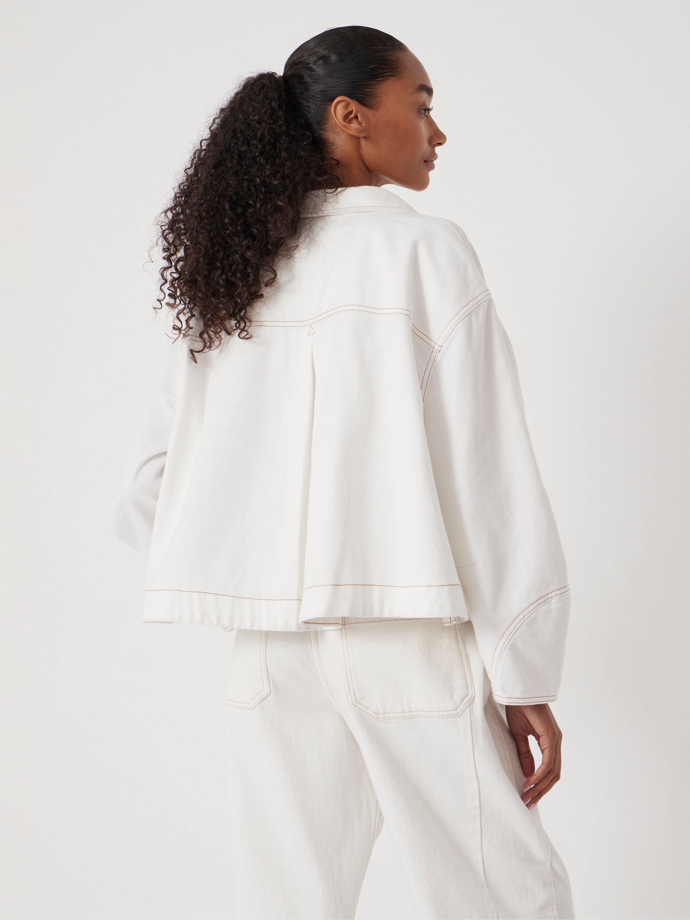 Product image 3 of 7, which shows HUSH Barrel Sleeve Swing Jacket, White, M-L