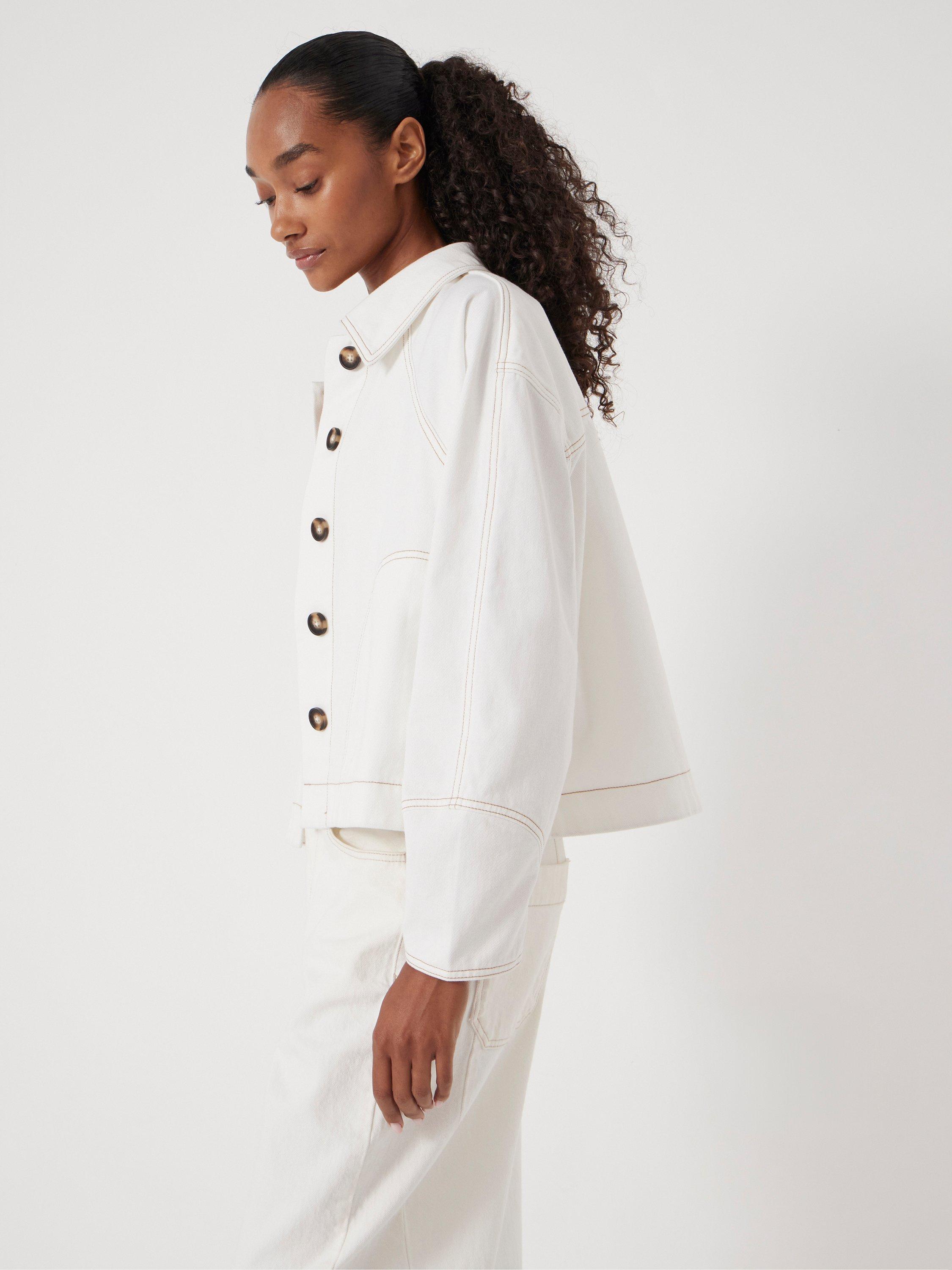 Product image 6 of 7, which shows HUSH Barrel Sleeve Swing Jacket, White, M-L