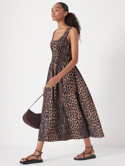 HUSH Leopard Print Gathered Straps Midi Dress, Multi, Multi