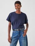 HUSH Seam Detail Short Sleeve Top, Navy