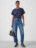 HUSH Seam Detail Short Sleeve Top, Navy