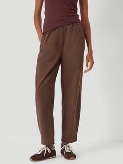 HUSH Jack Barrel Leg Trousers, Washed Brown