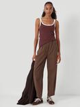 HUSH Jack Barrel Leg Trousers, Washed Brown