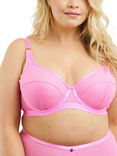 Oola Lingerie Soft Mesh High Apex Plunge Bra, Pink