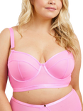 Oola Lingerie Soft Mesh Longline Balconette Bra, Pink