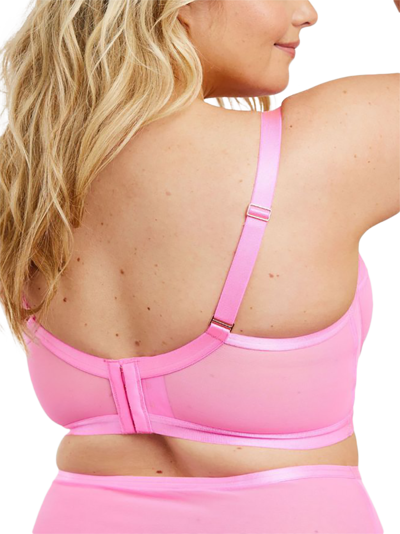 Product image 3 of 6, which shows Oola Lingerie Soft Mesh Longline Balconette Bra, Pink, 38D
