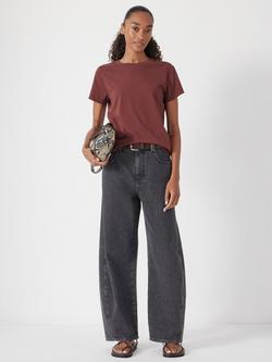 HUSH Short Sleeve Cotton T-Shirt, Burgundy Brown