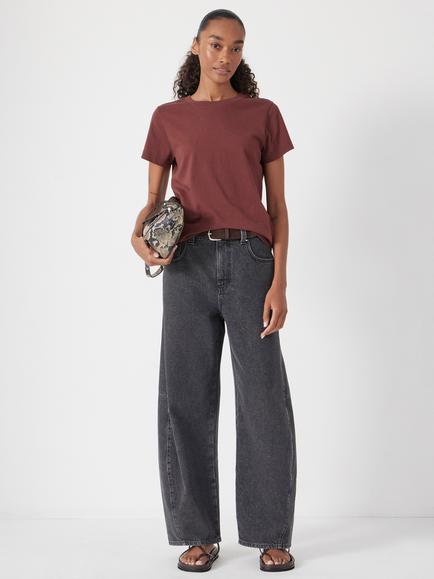 HUSH Short Sleeve Cotton T-Shirt, Burgundy Brown