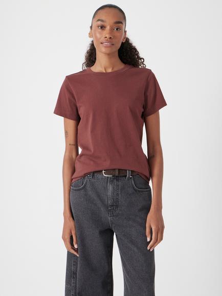 HUSH Short Sleeve Cotton T-Shirt - view 2, Burgundy Brown