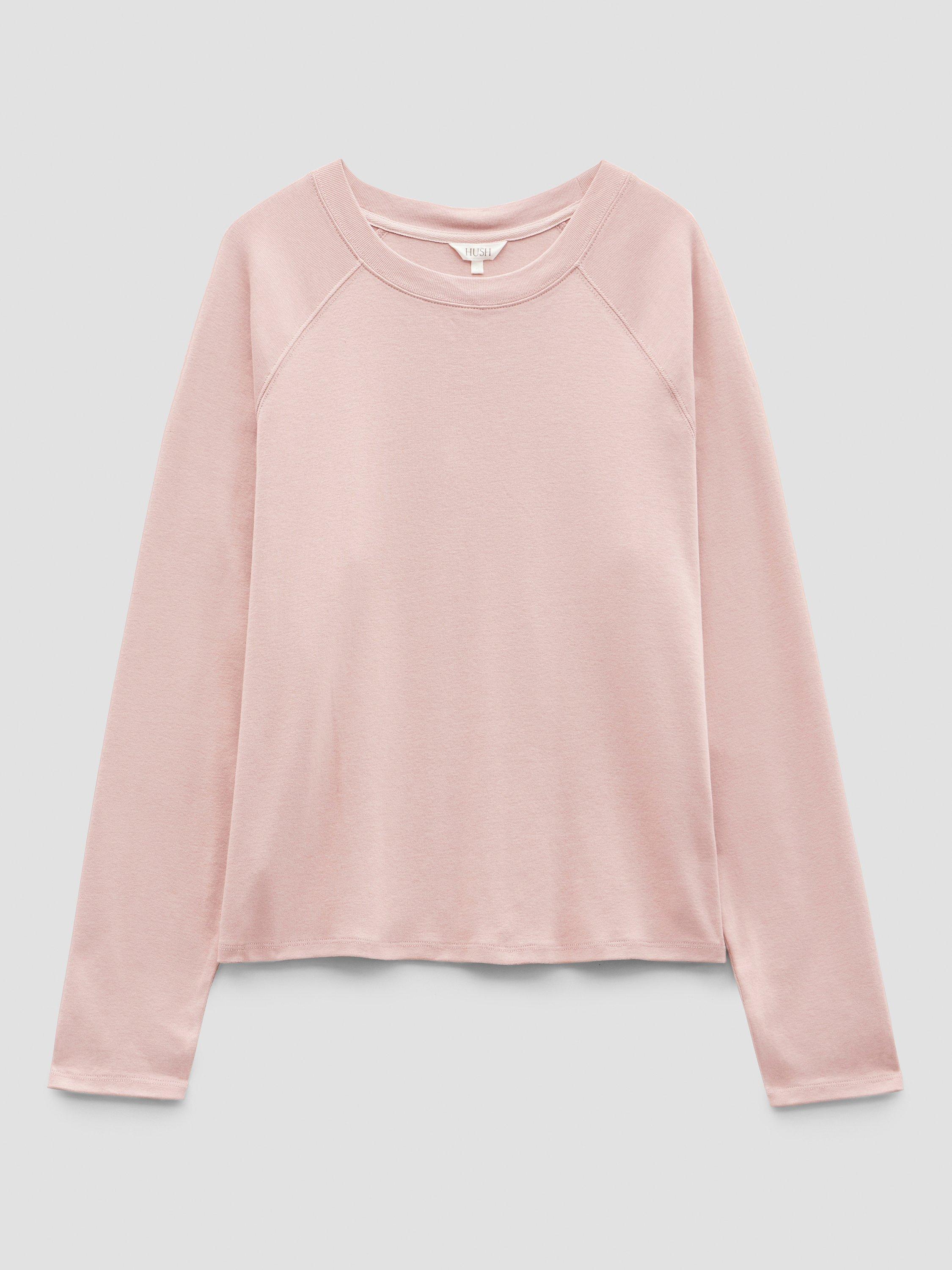 Product image 4 of 5, which shows HUSH Matilda Cotton Raglan Top, Rosewood Pink, XXS